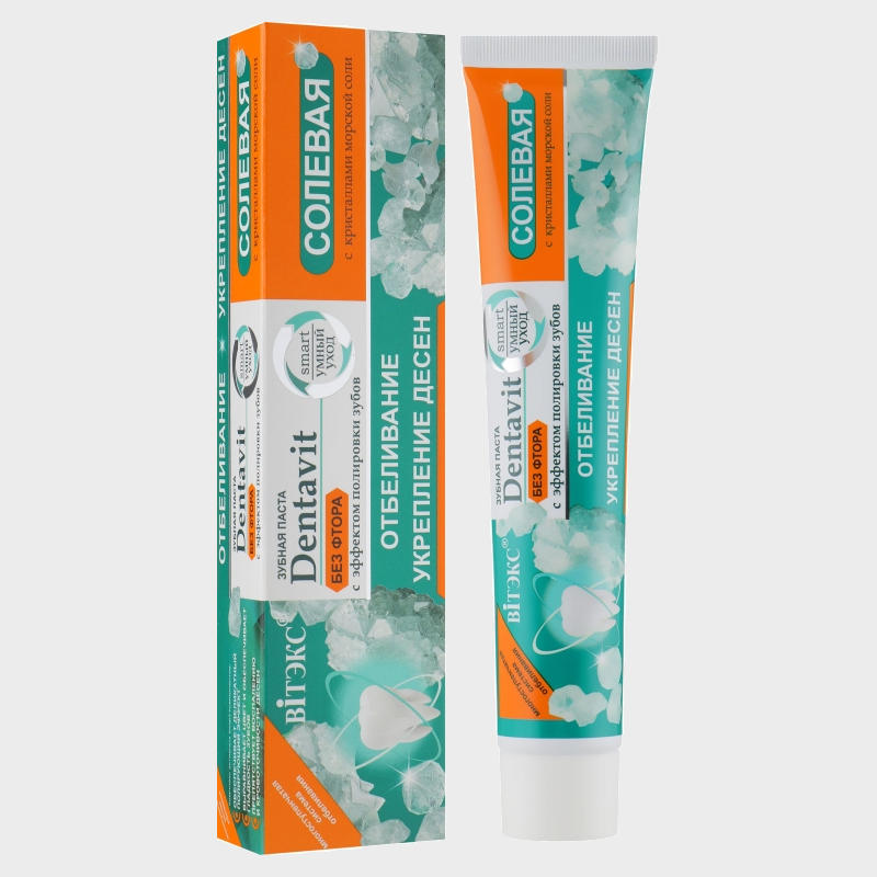 fluoride free salt polishing toothpaste with crystals of sea salt by